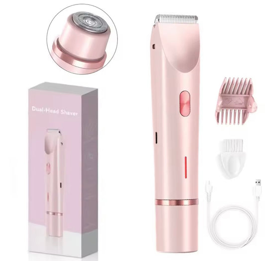 Rechargeable and portable double-headed electric shaver